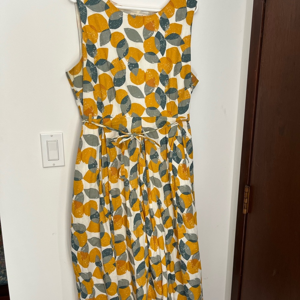 Organic Cotton Chic Lemon Print Dress with Tie